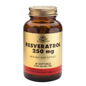  Resveratrol 250 mg w/Red Wine Extract, 30 Softgels, Solgar 