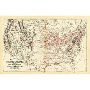  Railroad map of the United States, 1890 Arts, Crafts 