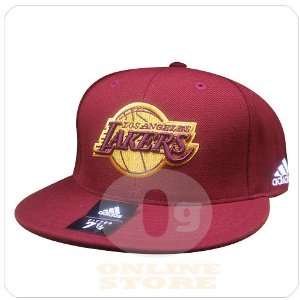  adidas NBA los angeles lakers burgundy gold logo fitted 