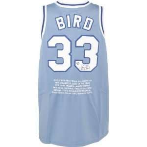    Larry Bird Signed Indiana State Stat Blue Jersey