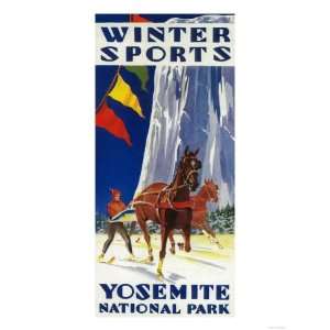 Winter Sports at Yosemite Poster   Yosemite, CA Premium Poster Print 