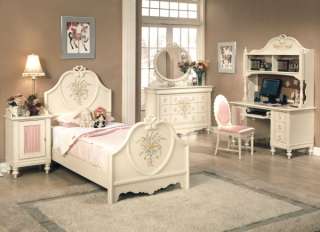 Children Bedroom Furniture White Twin Size Bed Set 2665  