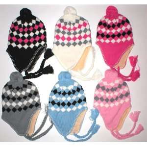   24 Womens Ladies Knit Earflap Fleece Lined Snow Ski Warm Winter Hats