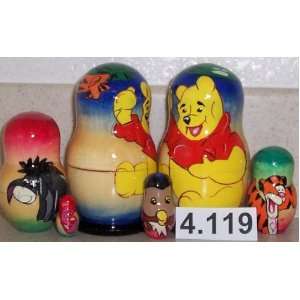 Winnie Winny Pooh Honey Bear Russian Nesting Doll. 5 Pc / 4 in #4.119