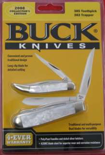 Buck 2 Knife Set 385 Toothpick/ 382 Trapper Clampack  