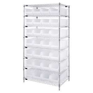  Wire Shelving with Clear Bins   WR8 950CL   24 x 36 x 74 