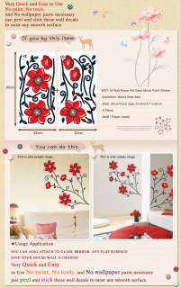 WST 18 RED FLOWER Peel & Stick Wall Decor Decal Sticker  