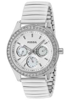 Fossil Watch ES2953 Womens Stella White Crystal White Dial White Ion 