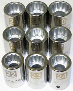   sockets. Set contains 22mm, 23mm, 24mm, 25mm, 26mm, 27mm, 28mm, 29mm