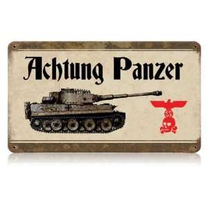  Achtung Panzer Vintaged Metal Sign
