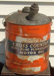 rare CROSS COUNTRY MOTOR OIL  Roebuck 5 Gallon Can 2of2  