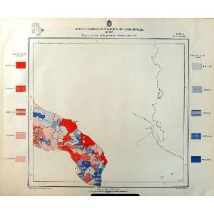  1933 Map Italy Statistics Cagliari Land Ownership