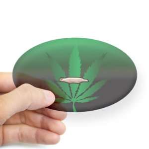    Sticker Clear (Oval) Marijuana Joint and Leaf 
