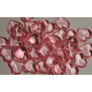  192 Translucent Pink Acrylic Hearts for Vase Fillers, Table Scatter 