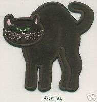 75 x 3.75 inches Standing Black Cat Halloween embroidery applique 
