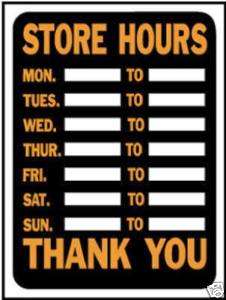 Hy Ko 3030 9x12 (10) Plastic Store Hours Signs  
