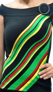 New Rasta Top   Empress Jamaica Open Shoulder RGY Diagonal Slim Fit 