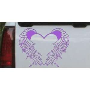 6in X 7.8in Purple    Heart With Wings Car Window Wall Laptop Decal 