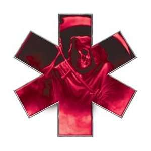 Grim Reaper Star of Life EMT EMS Pink 6 Reflective Decal