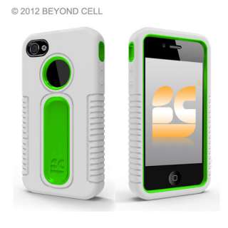 Apple iPhone 4 4s 4gs White/Neon Green Duo Shield Hybrid hard case 