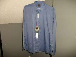 ROSSO MALASPINO COUTURE BLUE LONG SLEEVE DRESS SHIRT 17.5 /44 NEW NWT 