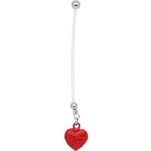 Red Rhinestone Heart Pregnant Belly Ring Jewelry