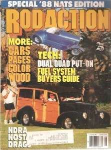 August 1988 Rod Action 38 Ford Woody 27 Ford Roadster Dual Quads 40 