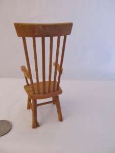 Doll House Furniture Wood Spindle Back Arm Chair and Man Miniature 