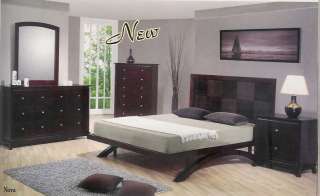 New 5pc All Wood Queen Contemporary Bedroom Set, #A4950  