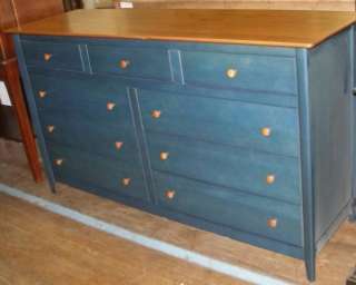 Shermag Furniture 9 Drawer Dresser Wood Blue Bedroom  