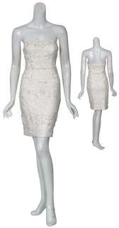 SUE WONG White Lace Beaded Strapless Eve Dress 2 NEW  