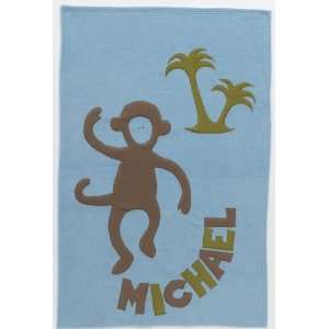  Boy Monkey Personalized Kids Blanket