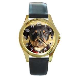  Rottweiler Puppy Dog 1 Round Gold Trim Watch Z0756 