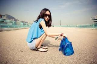 Color Fashion Women Sweet Jelly Clear Bucke Handbag  