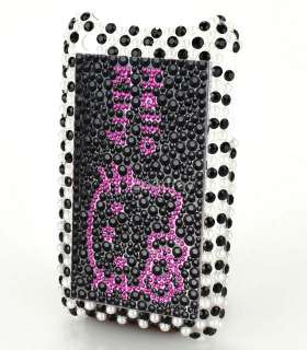 Black hello kitty bling beads back case cover for iPhone 3G 3GS  