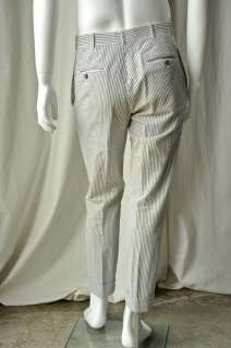 THOM BROWNE Mens Seersucker Striped Cuffed Pant 30X28.5  