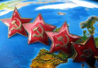 WW 2 Soviet Army RED STAR Hat Badge 1940s 50s #2  