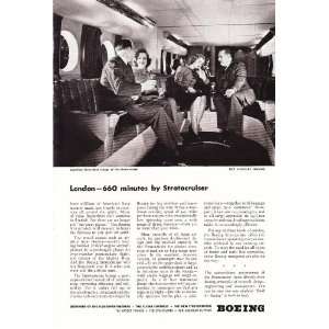 1945 Ad Boeing Stratocruiser Luxurious Lower Lounge Original Plane Ad