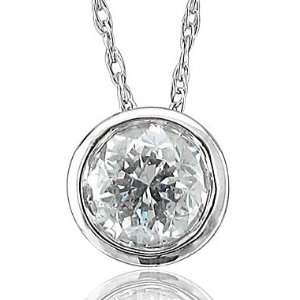  14k White Gold Solitaire Diamond Pendant Necklace (HI, I 