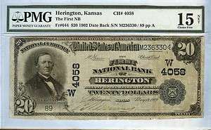   THE FIRST NB, HERINGTON, KANSAS FR 644 PMG FINE 15   CHARTER # 4058