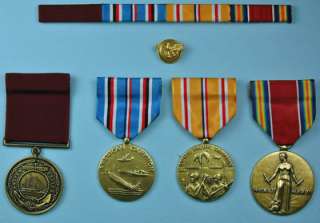 WWII Navy Pacific Medals, old style Good Conduct Medal, Discharge 