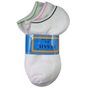  White Ankle Socks (Sock Size 6 8)   Color Striped White Ankle Socks 