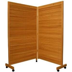   Tall Wooden Shutter Folding Room Divider w/Wheels  HON
