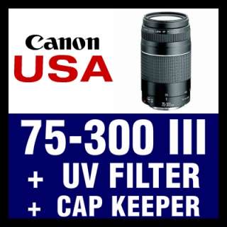 USA WARRANTY Canon EF 75 300 f/4 5.6 III Telephoto Lens +UV+ Keeper 