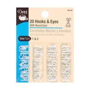  Dritz White Hooks & Eyes 20/Pkg Size 1 & 2 90 67; 6 Items 