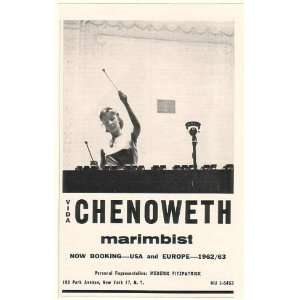  1962 Marimbist Vida Chenoweth Photo Booking Print Ad 