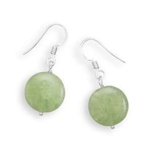  French Wire Sterling Silver Jade Earrings (8mm 