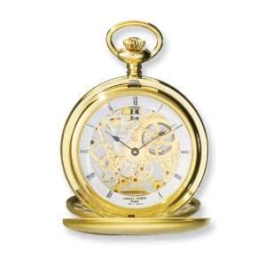   Hubert Gold plated Stainless Double Cover Satin Pocket Watch Jewelry