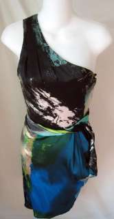 BLACK HALO NWT $349 Silk Hazel Color Splash Pocket Dress 6  