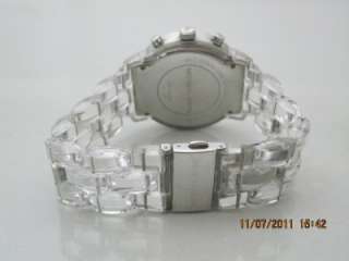 Michael Kors MK 5235 Womens Mother of Pearl Chrono Dial Clear Plastic 